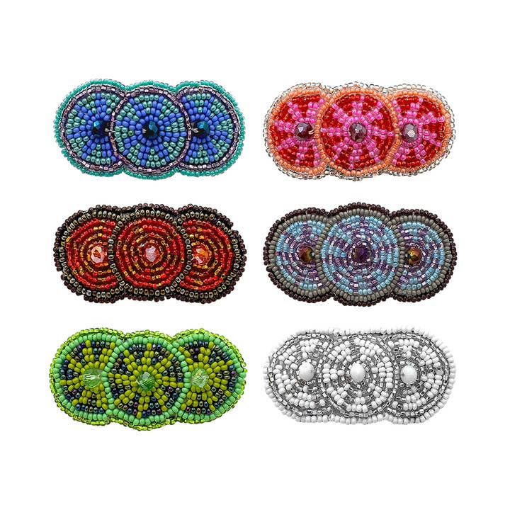 Pichincha - Wholesale Barrette - Women's - Small Beaded 3 Circle Seed Bead Barrette Hair Clip