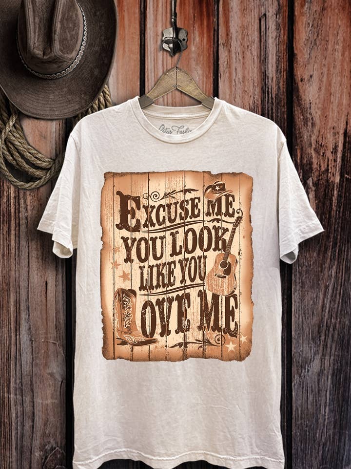 Excuse Me You Look Like You Love Me Graphic Top for wholesale by Lotus Fashion Collection