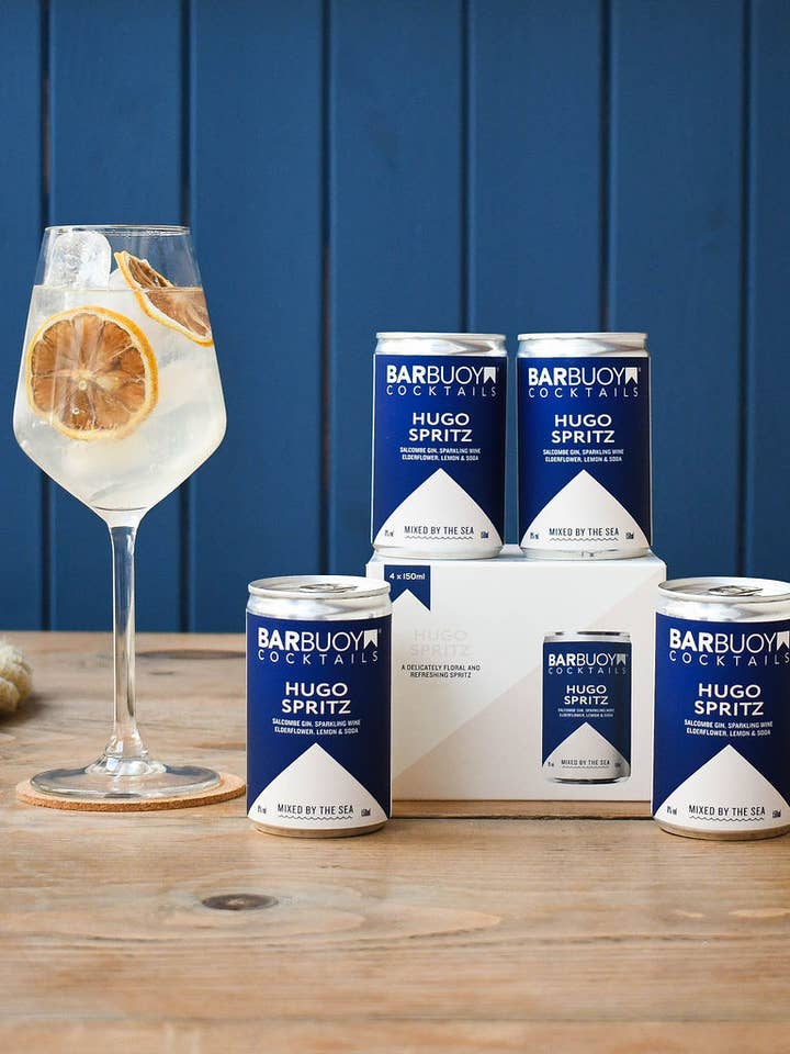 Hugo Spritz Canned Cocktail 4 Pack Retail Box for wholesale by Bar Buoy Cocktails