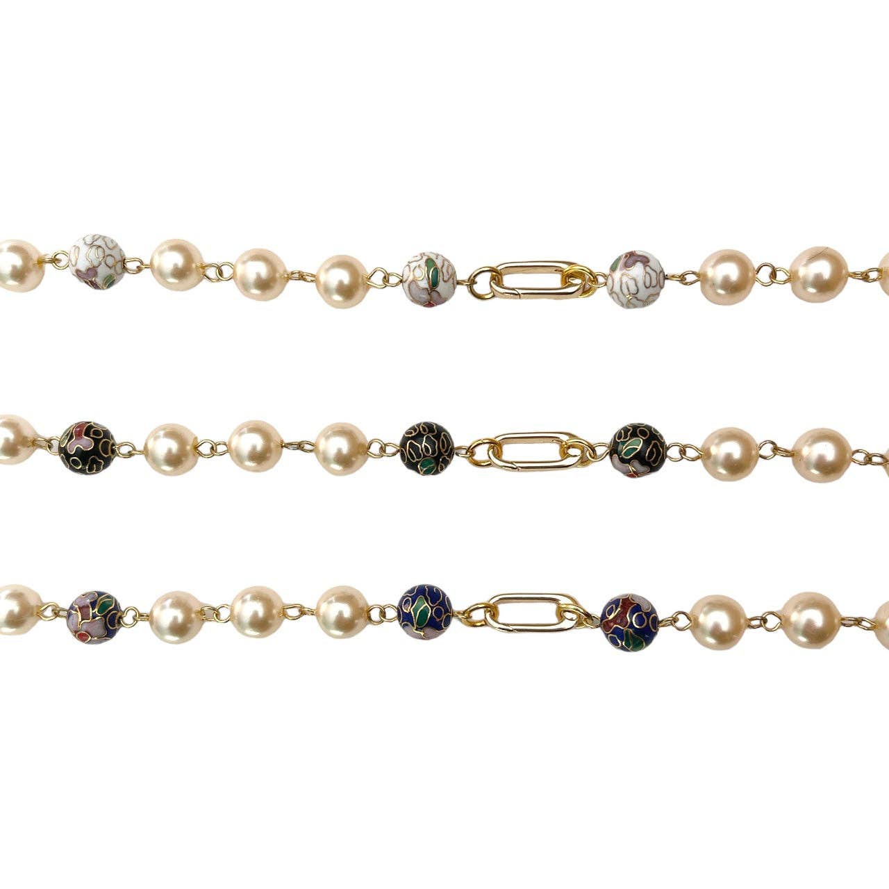 The Sage Vintage - Wholesale Pendant/Charm Necklace - Charm Holder Necklace Base - Cloisonné Faux Pearl 10mm3