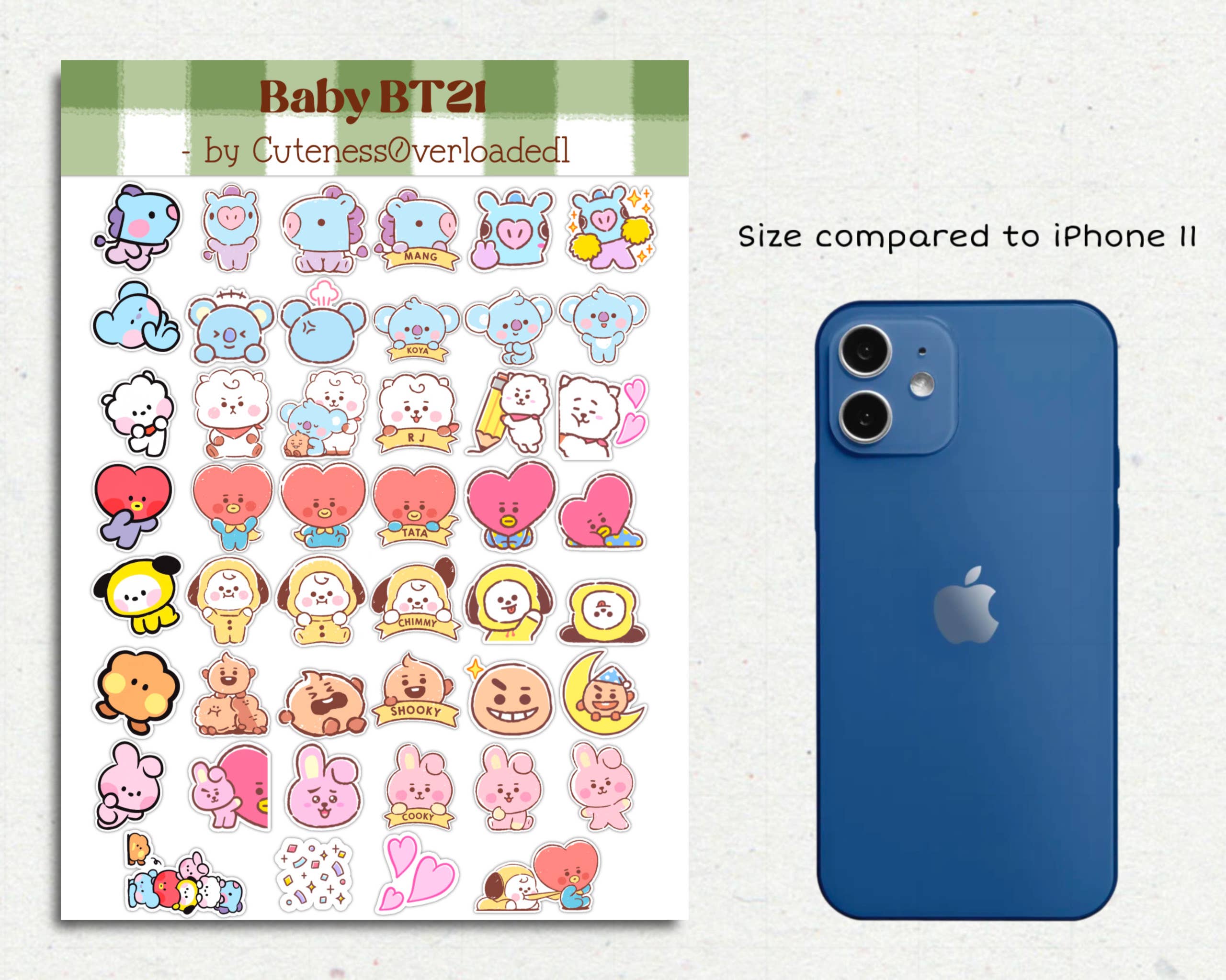 CutenessOverloaded1 - Wholesale Sticker - 46 baby BT21 minini stickers pack - Cooky RJ Shooky Koya1