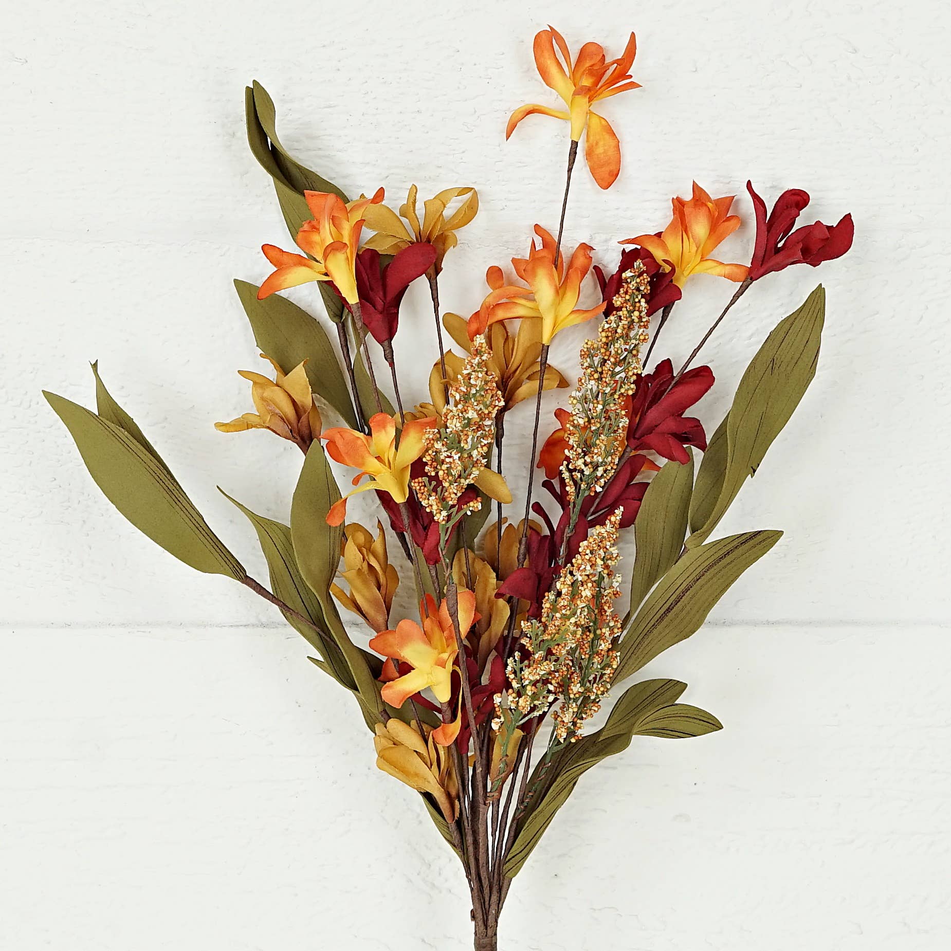 Impressive Enterprises, Inc. - Wholesale Artificial Flowers - 31635-16in Bush-Orange Burgundy Wildflowers1