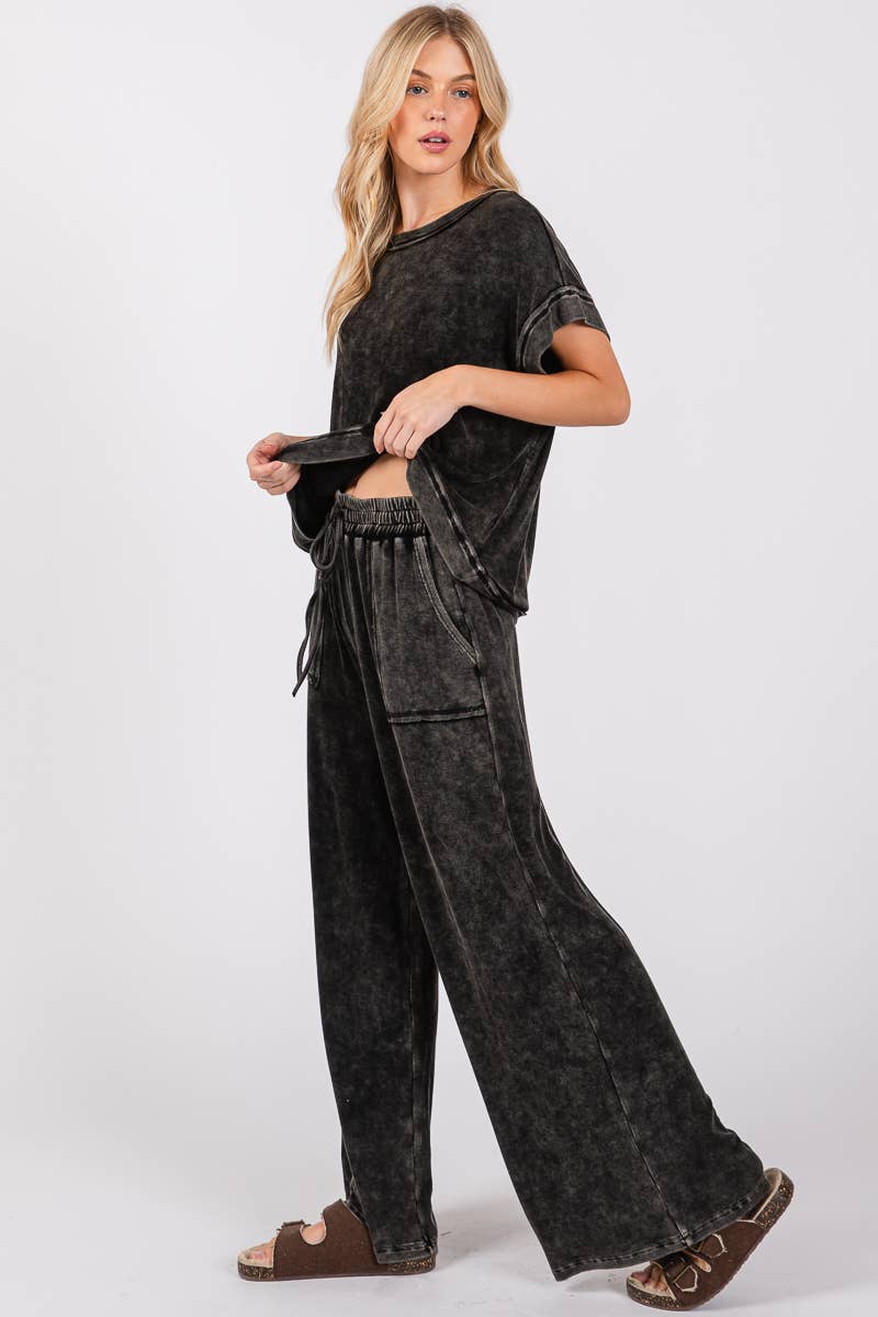 Sewn and Seen - Wholesale Lounge Set - Women's - MINERAL WASHED TOP AND PANTS RIB SETS13