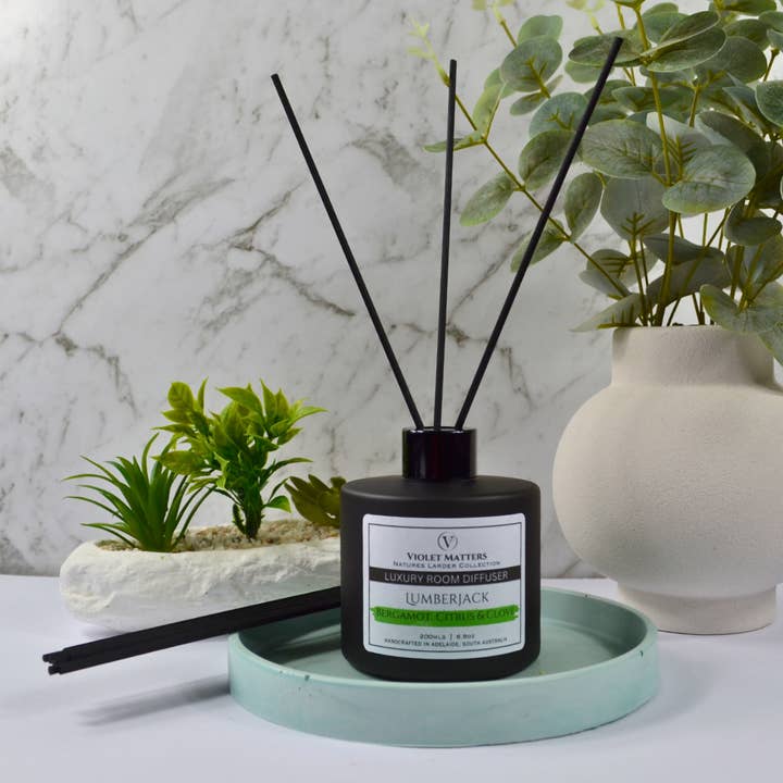Luxury Room Diffuser Lumberjack (Bergamot, Citrus & Clove) for wholesale by Violet Matters