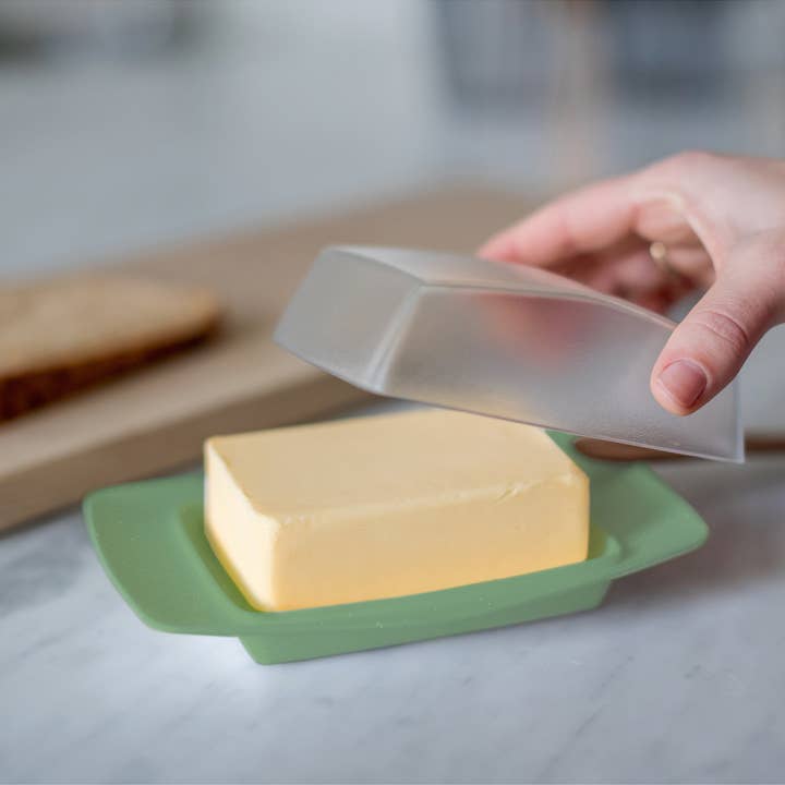 Nature leaf green Butter dish RIO for wholesale on Faire1
