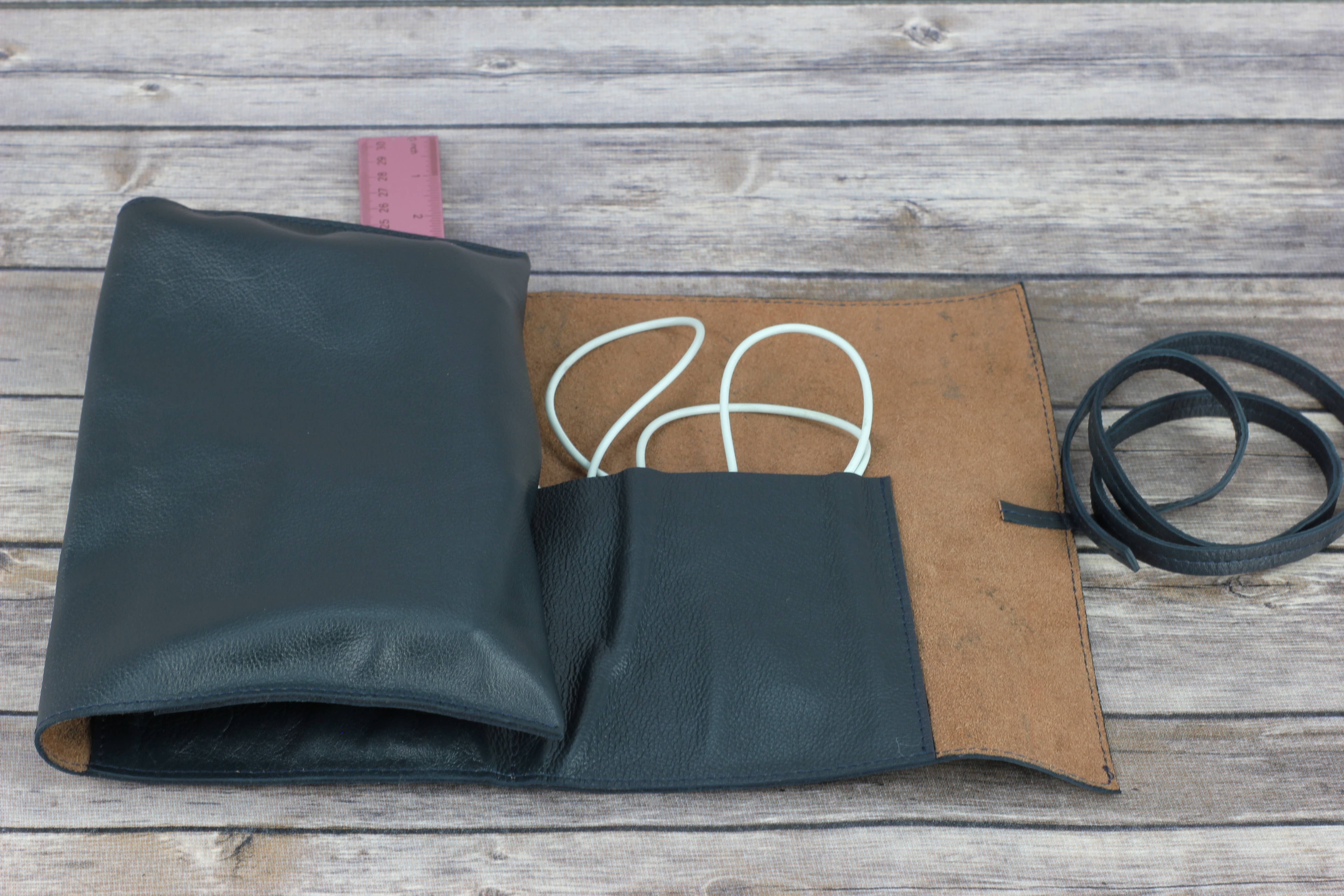 Leather Impressions Inc - Wholesale Cord Holder - Leather Roll up Cord Keeper Wrap Around Tech Case18
