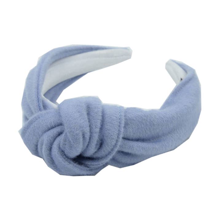 Cerchietto invernale in lana con nodo - Sky Blue per la vendita all'ingrosso da parte di Panache Style