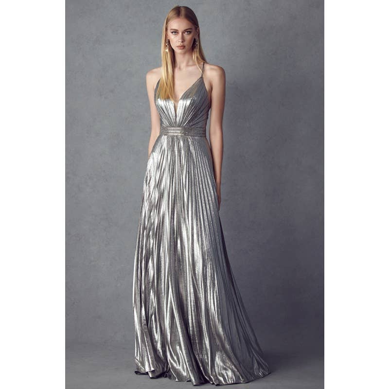 Juliet - Wholesale Gown - Women's - PLEATED V-NECK PROM EVENING DRESS1