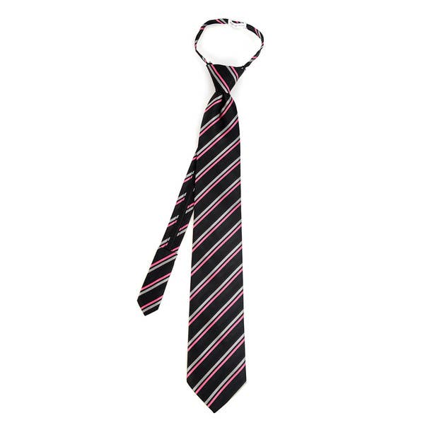 6 Pc Men's Black & Pink Striped Zipper Ties - MPWZ-BLK3 for wholesale by Selini New York