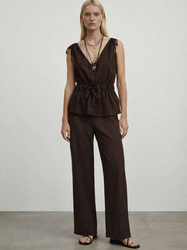 Linen Peplum Co-ord Set for wholesale by Anaz