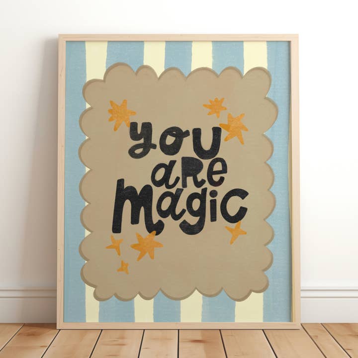 You are magic: Kids Illustration Blue Nursery Boy Print for wholesale by Lara and Kin