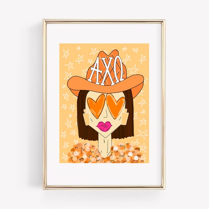 Alpha Chi Omega - Cowgirl orange personnalisable - IMPRIMÉ pour la vente par Made By Marissa Art