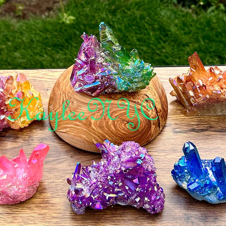 KayleeNYC - Wholesale Spiritual Stone/Crystal - 6-7 PCs Mix Aura Lemurian Quartz Cluster Crystal1