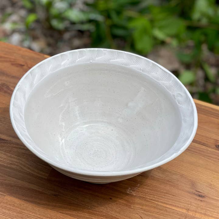 Large Stoneware Minimalist Soft White Mixing Serving Bowl for wholesale by Chrys' Porcelain