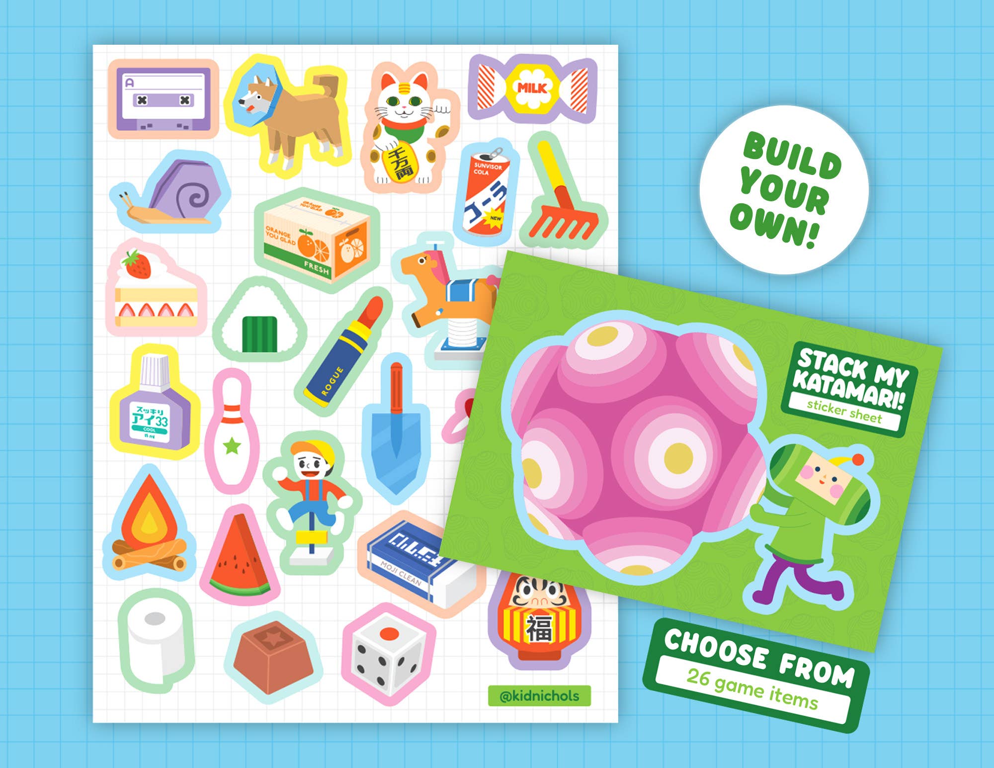 Folha autocolante esférica. Design personalizável. Pau Anime por atacado de Kidnichols