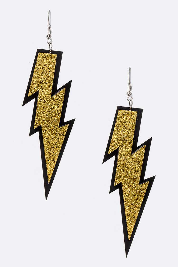 LA Jewelry Plaza - Wholesale Dangle Earrings - Glitter Lightening Bolt Acrylic Earrings3