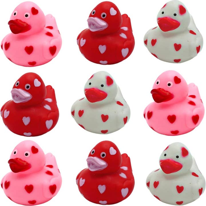 4E's Novelty - Wholesale Party Favor - 24 Valentine's Rubber Ducks - Heart-Themed Party Favors & Classroom Gifts
