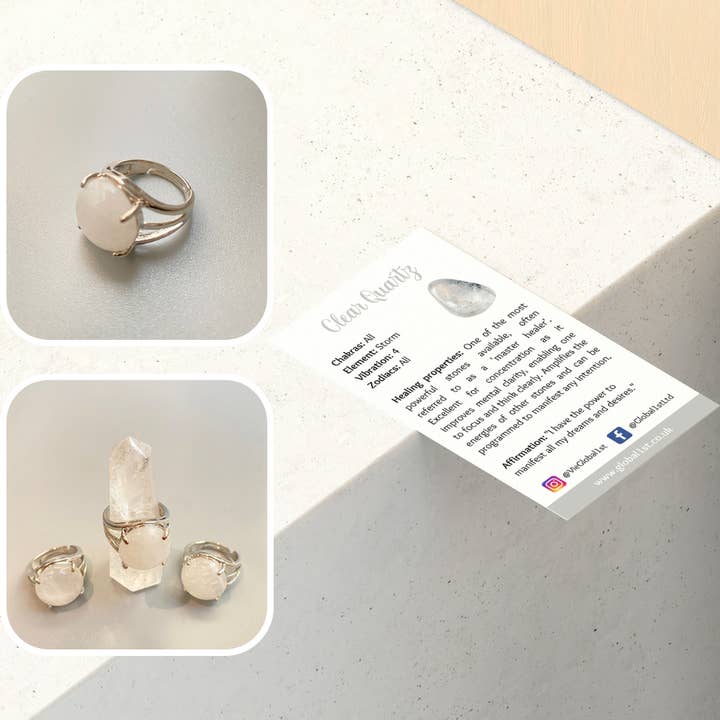 VIE - Wholesale Cocktail/Statement Ring - Adjustable Silver-Plated Ring, with Large Circular Gemstone73