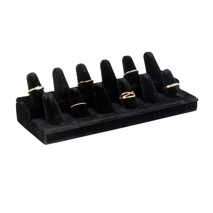 Store Supply Warehouse - Wholesale Jewelry Stand & Display - Black Velvet 12-Finger Ring Display