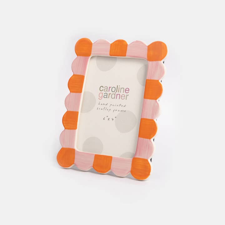 Pink/Orange Scallop Edge 4x6" Photo Frame for wholesale by Caroline Gardner
