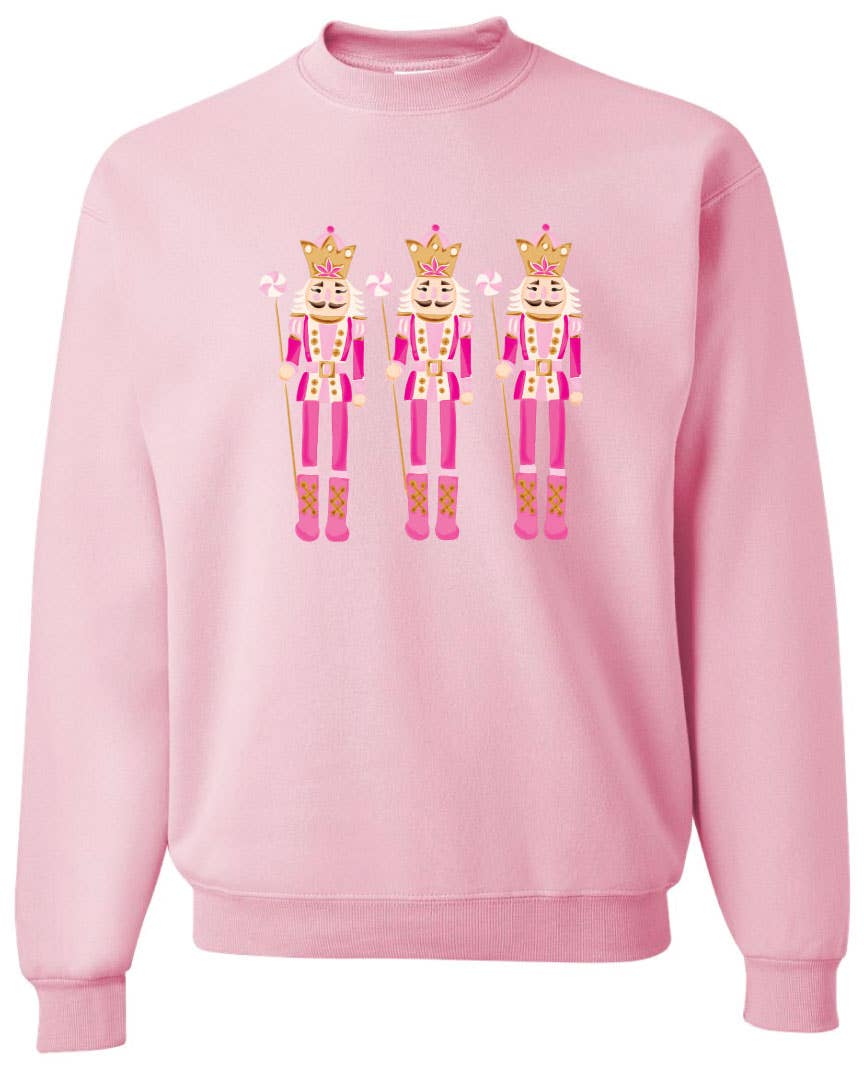 Pink House On River Road - Wholesale Graphic Sweatshirt - Women's - Pink Nutcracker Trio Christmas Holiday Graphic Sweatshirt1