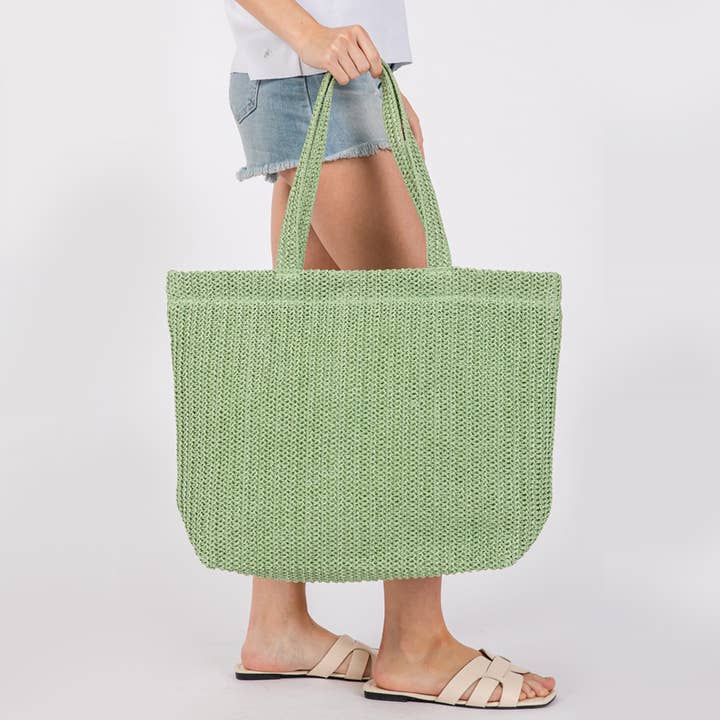 Hana - Wholesale Tote Bag - Women's - Solid Color Crochet Summer Straw Tote Bag16