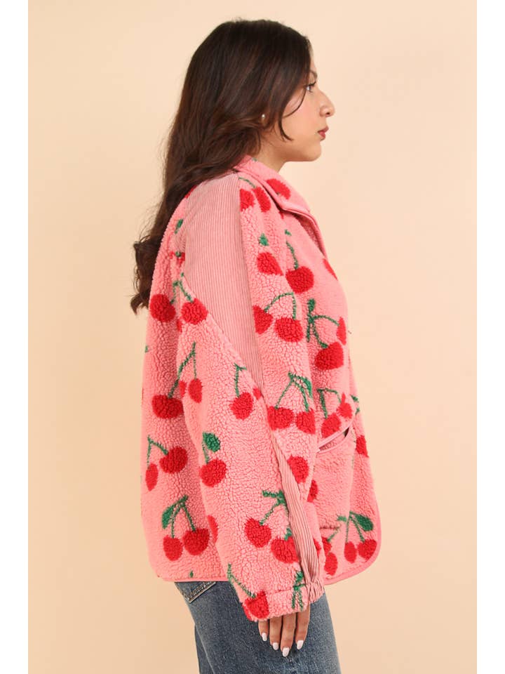 VERY J - Wholesale Jacket - Women's - NJ90304X-PLUS SIZE Oversized Printed Fleece Jacket
