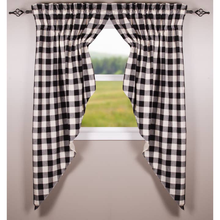 Buffalo Check Black-buttermilk Gathered Swag for wholesale by Home Collections by Raghu