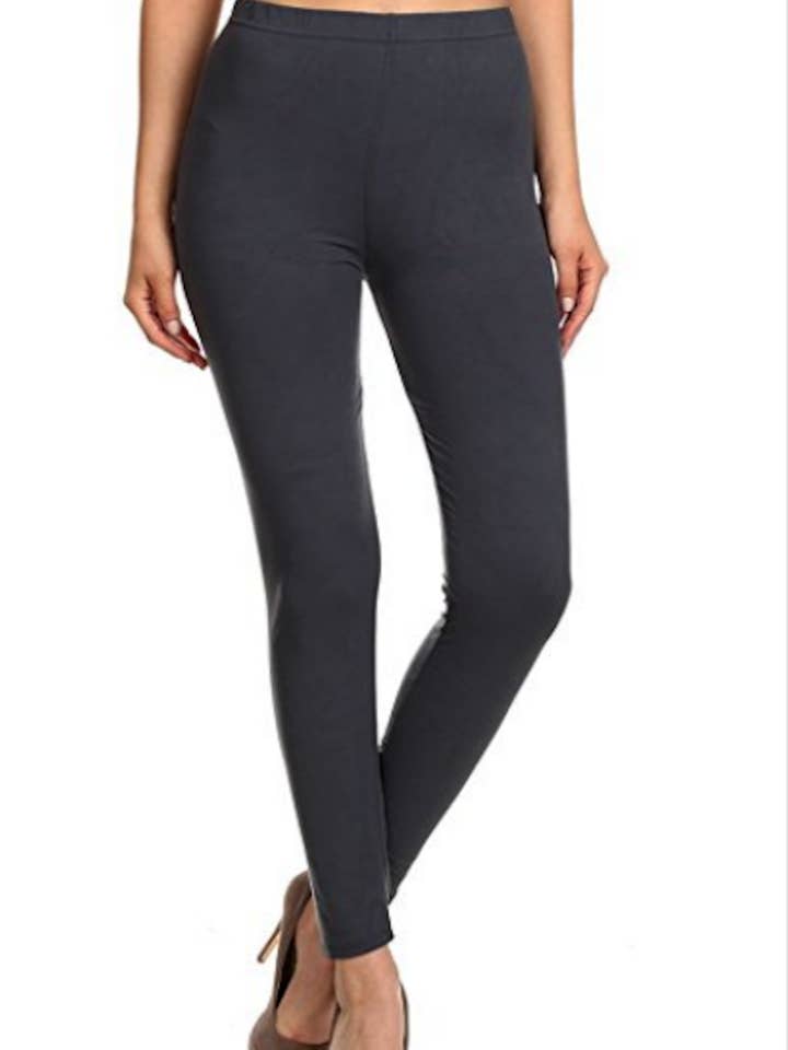 Normal Waist Solid Charcoal Grey Brushed Leggings for wholesale by Comfy Forever