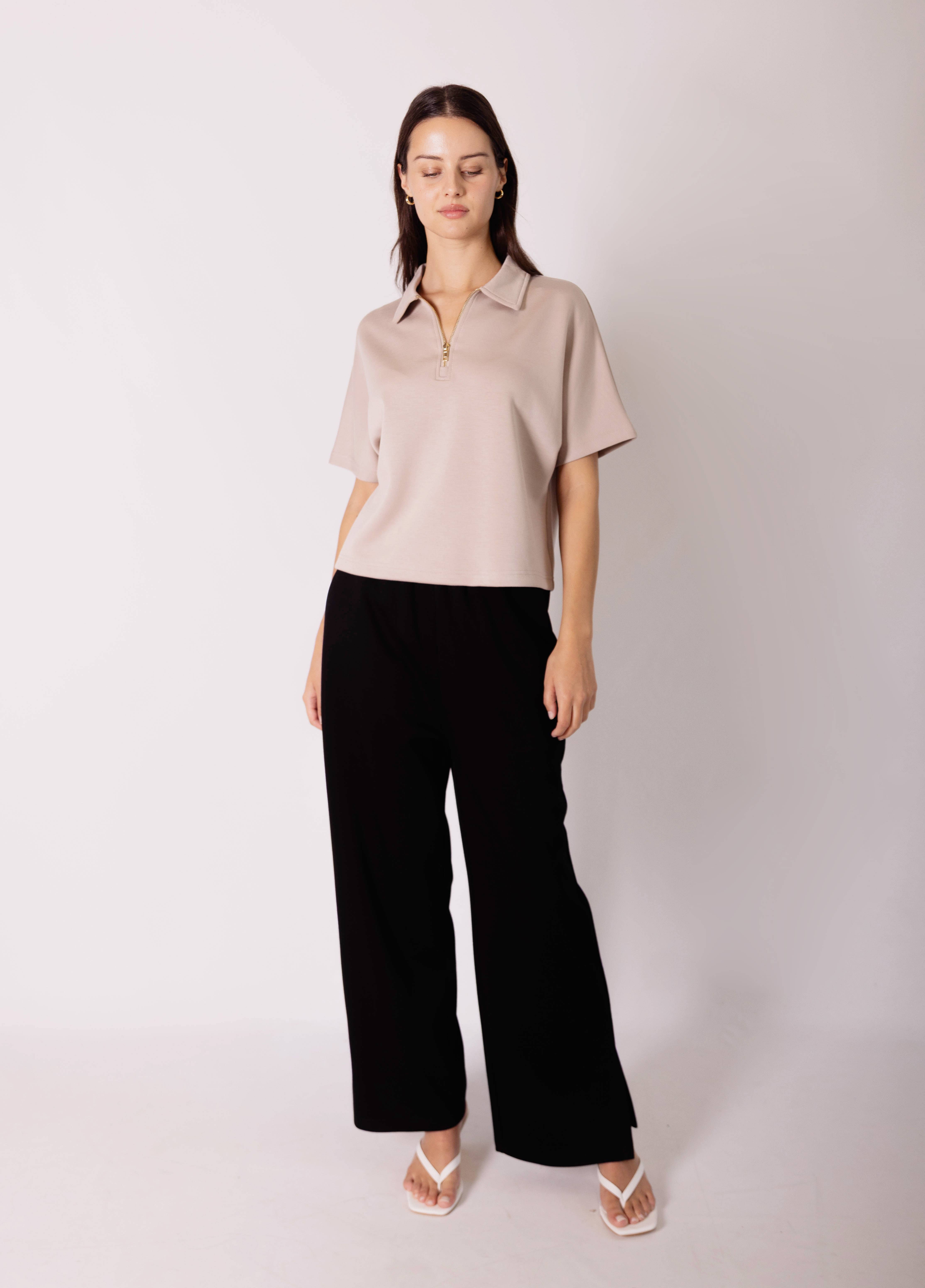 P. CILL - Wholesale Knit Top - Women's - P. CILL Butter Modal Short Sleeve Quarter Zip Top33