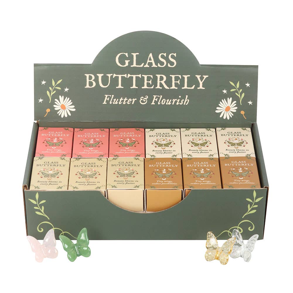 Something Different Wholesale - Wholesale Verzamelmunt - Set van 24 glazen vlinder pocketbedeltjes in display3