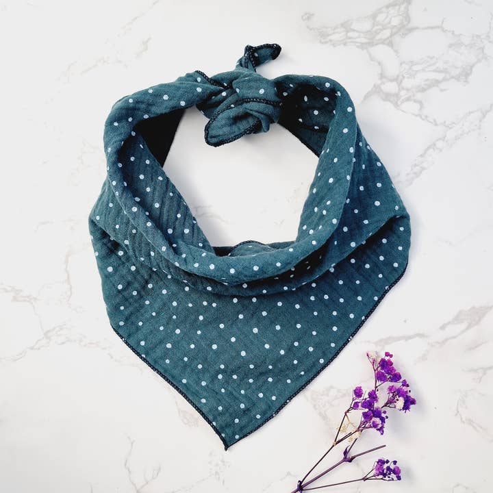 Thistle Green Dots Dog Bandana-Tie on Scarf/Handmade for wholesale by Pet Pooch Boutique