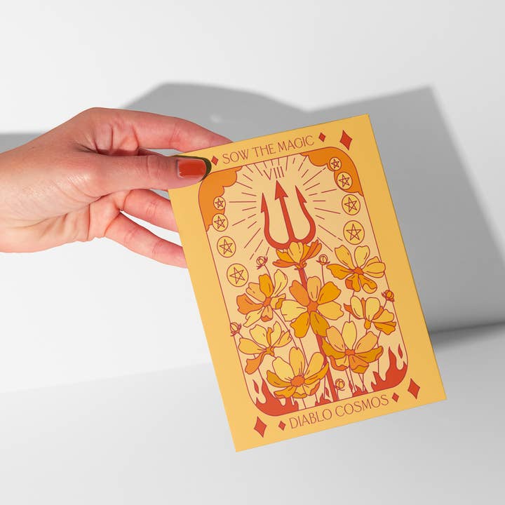 Sow the Magic - Wholesale Everyday Greeting Card - Diablo Cosmos Botanical Tarot Greeting Card