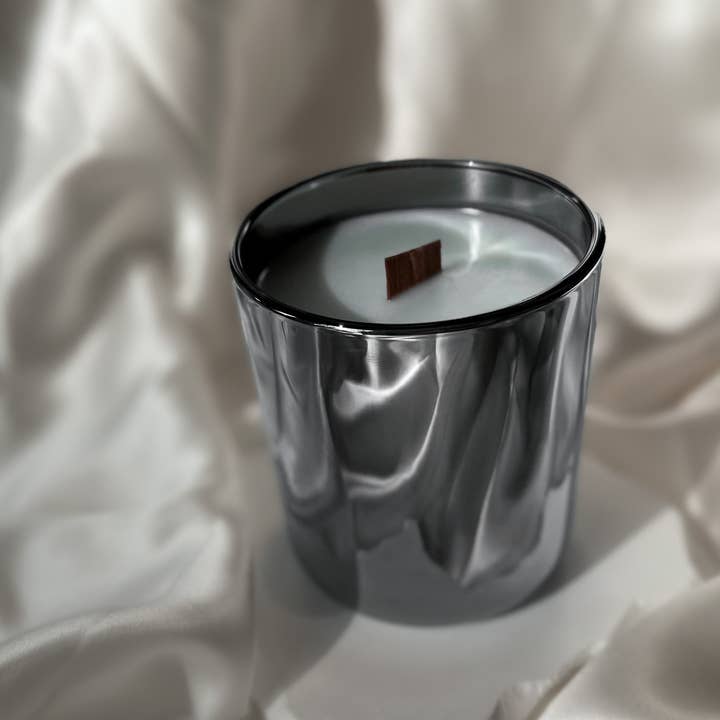 Lava Candle Company - Wholesale Travel Candles - 12oz Luxury Silver Gunmetal Candle (Private Label)