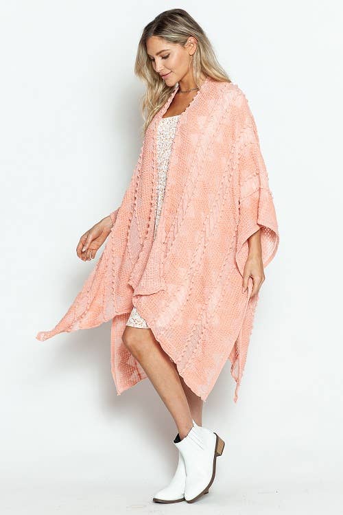 Justin & Taylor - Wholesale Kimono - Women's - Puffer-Up | Soft Textured Cover-Up Kimono With Pom Detail83