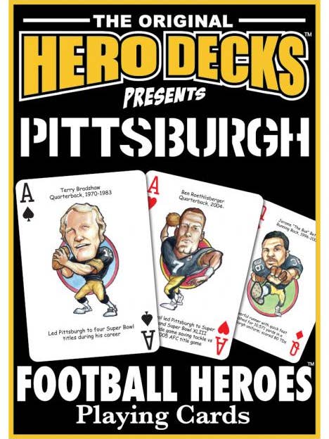 Carte da gioco Pittsburgh Football Heroes per tifosi degli Steelers per la vendita all'ingrosso da parte di Midwest Novelty / Parody Productions