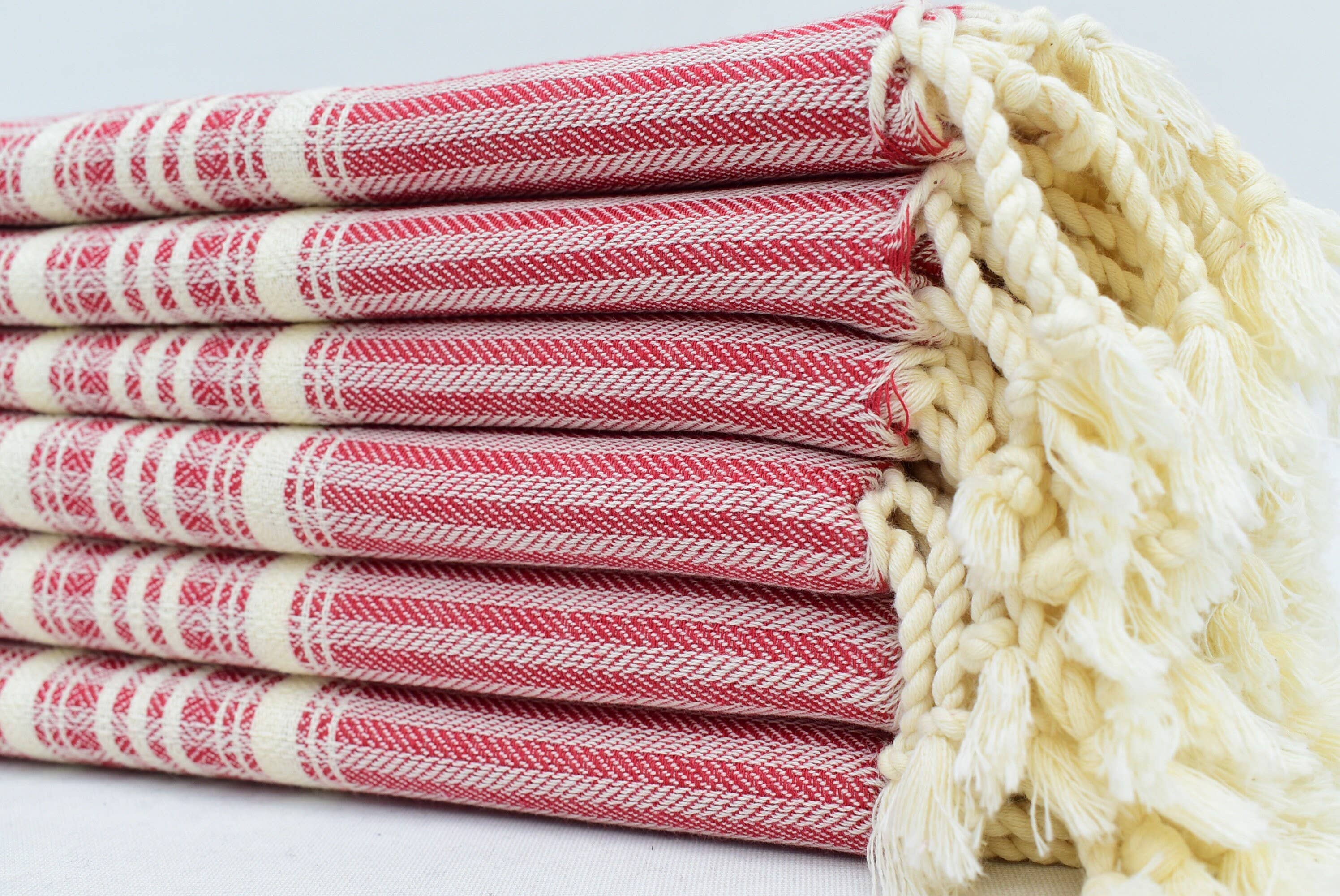 Organic Turkish Towels - Wholesale Tea Towel - Soft Kitchen Towel, Red Tea Towel, Dish Towel 20x404
