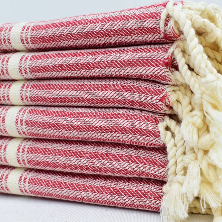 Organic Turkish Towels - Wholesale Tea Towel - Soft Kitchen Towel, Red Tea Towel, Dish Towel 20x404