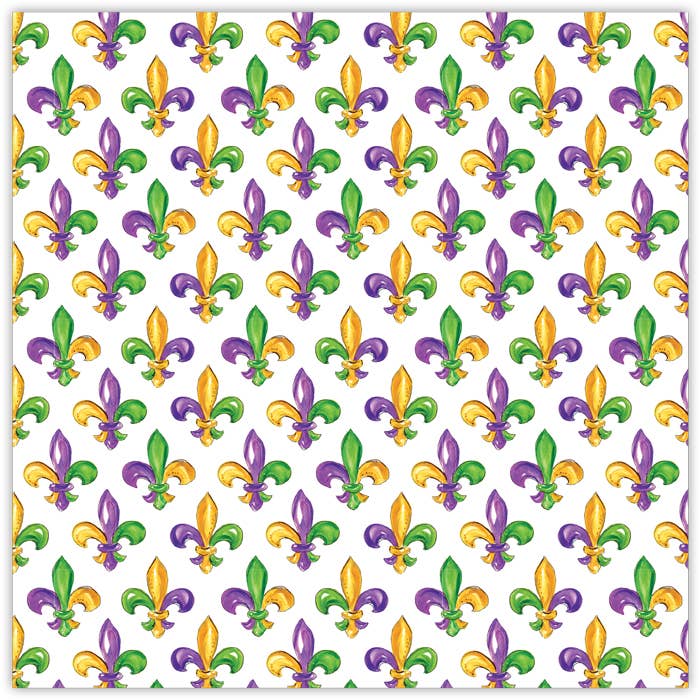 RosanneBeck Collections - Vendita all'ingrosso Tovagliette monouso - Tovaglietta quadrata Mardi Gras Fleur-de-Lis dipinta a mano0
