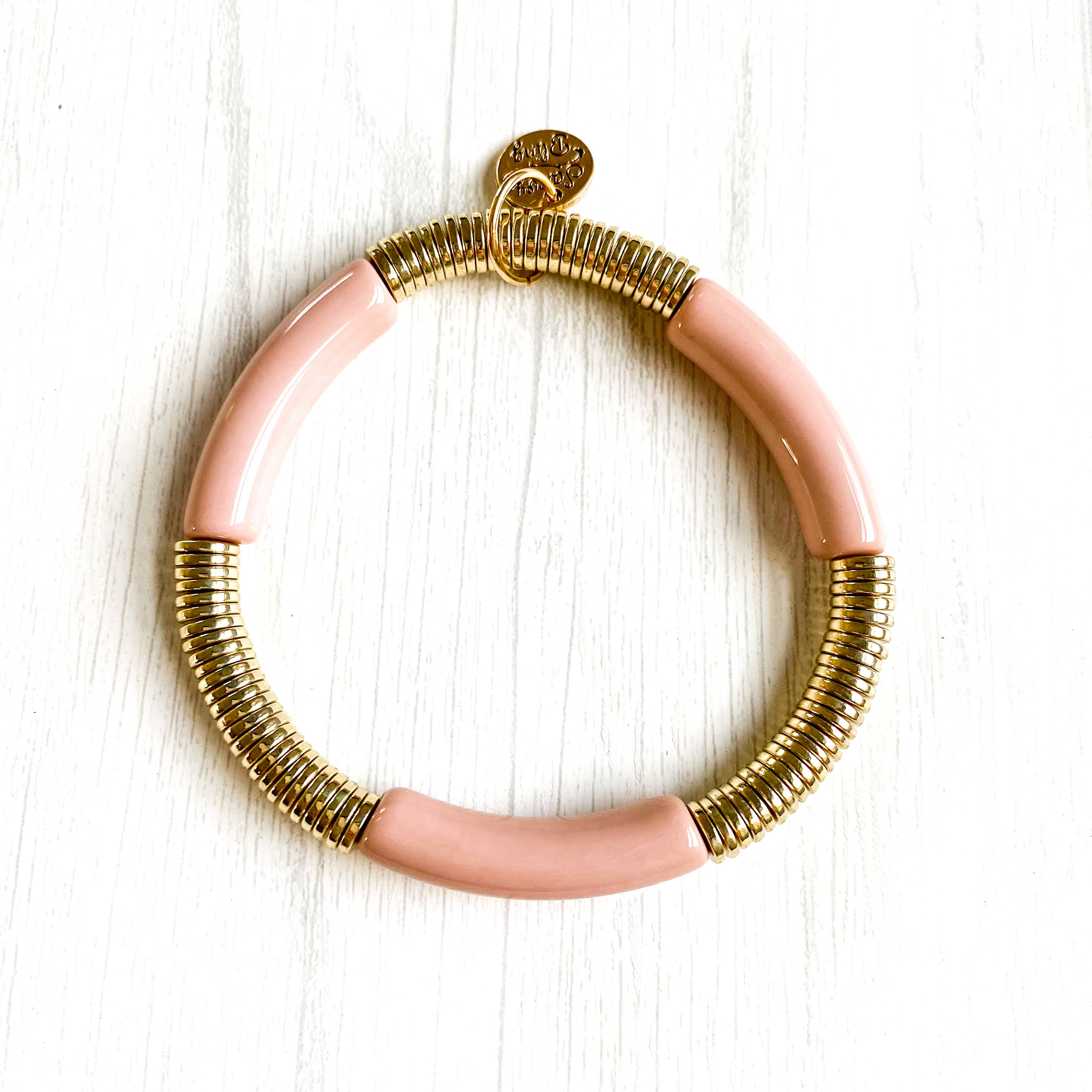 Savvy Bling - Wholesale Beaded Bracelet - Acrylic Tube Bamboo Bracelet & Gold5