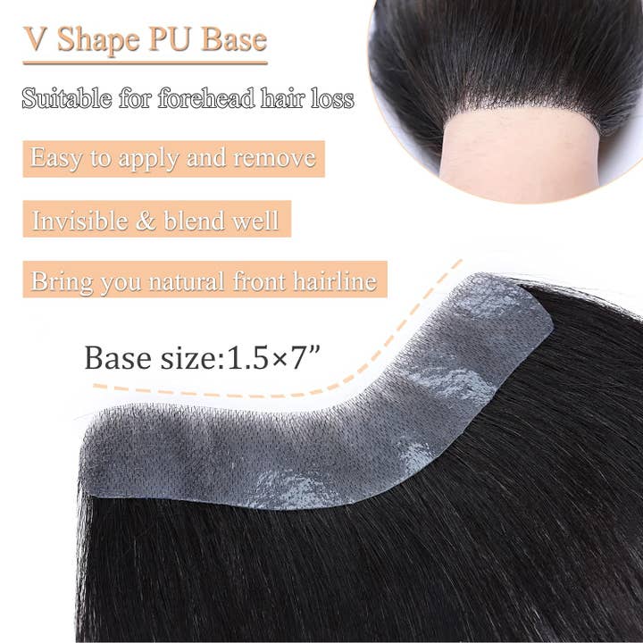 VIGOR - Wholesale Hair Extensions - Hairpiece V-Shape Mens Topper PU Thin Skin Base Natural Hair