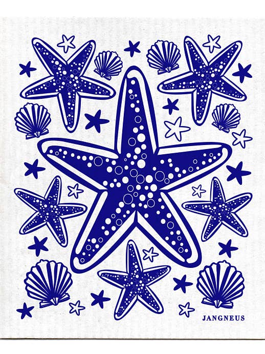 Swedish Dishcloth - Starfish - Blue for wholesale by Jangneus