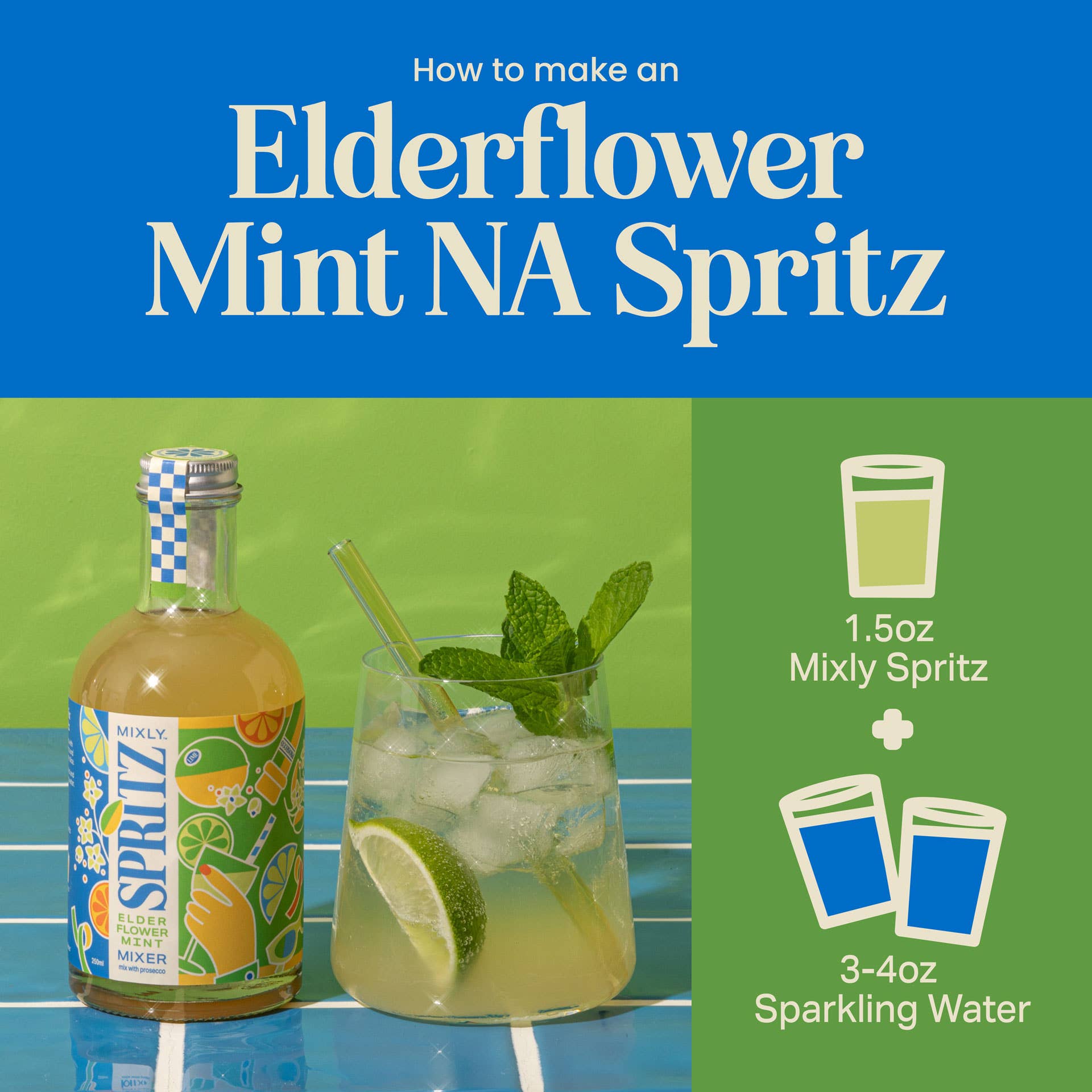 Mixly - Wholesale Cocktail Mix/Syrup - Elderflower Mint Spritz Cocktail / Mocktail Mixer 250ml9