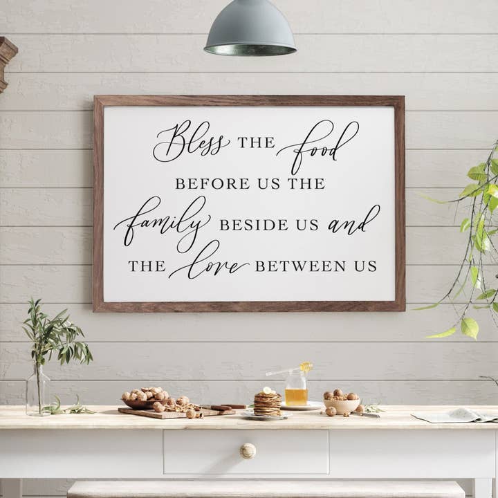 Bless the Food Before Us | Dining Room Sign for wholesale by Mulberry Market Designs