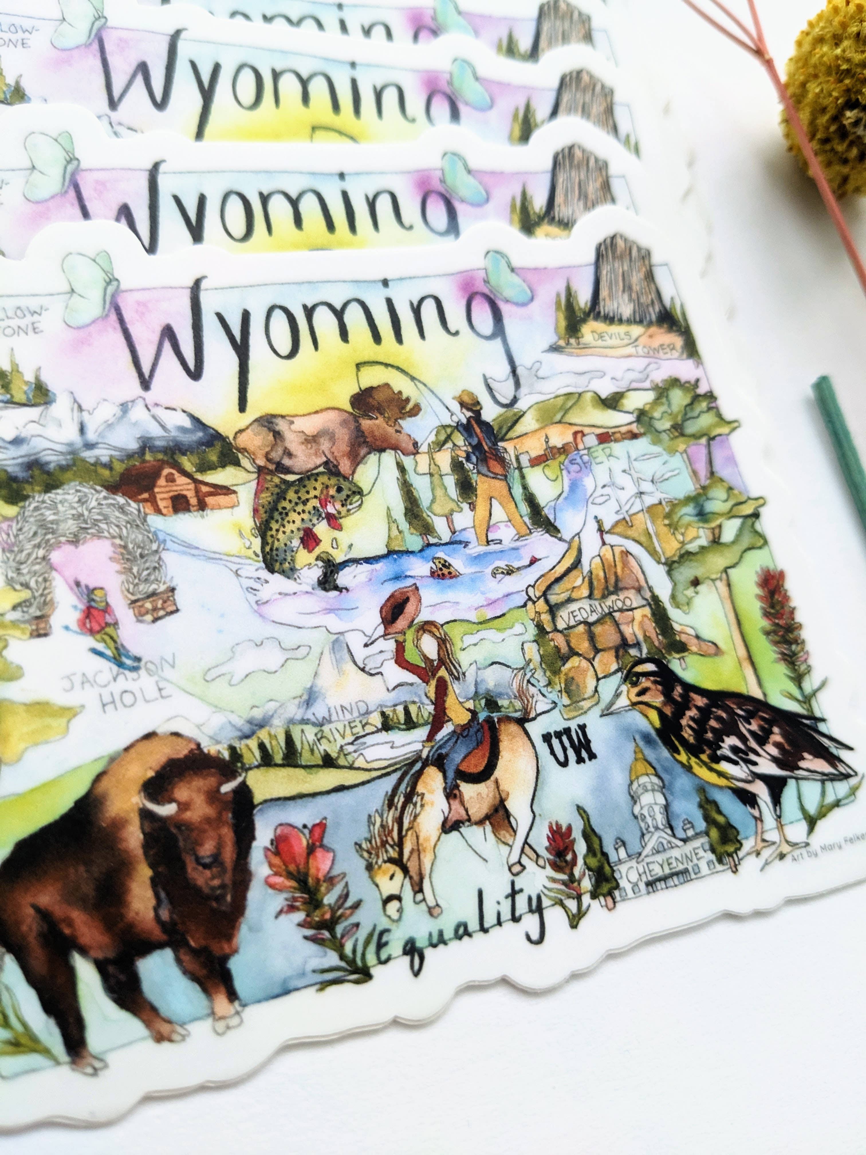 Mary Felker Art and Design - Vente Autocollant - Sticker Wyoming, Wyoming Souvenir4