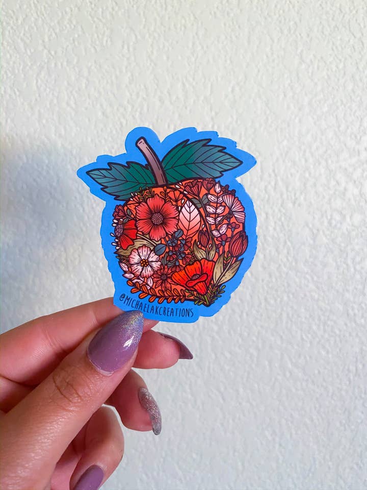 Peach Floral Sticker| Fruit Sticker| Peaches| Stickers for H for wholesale by Michaela K Creations
