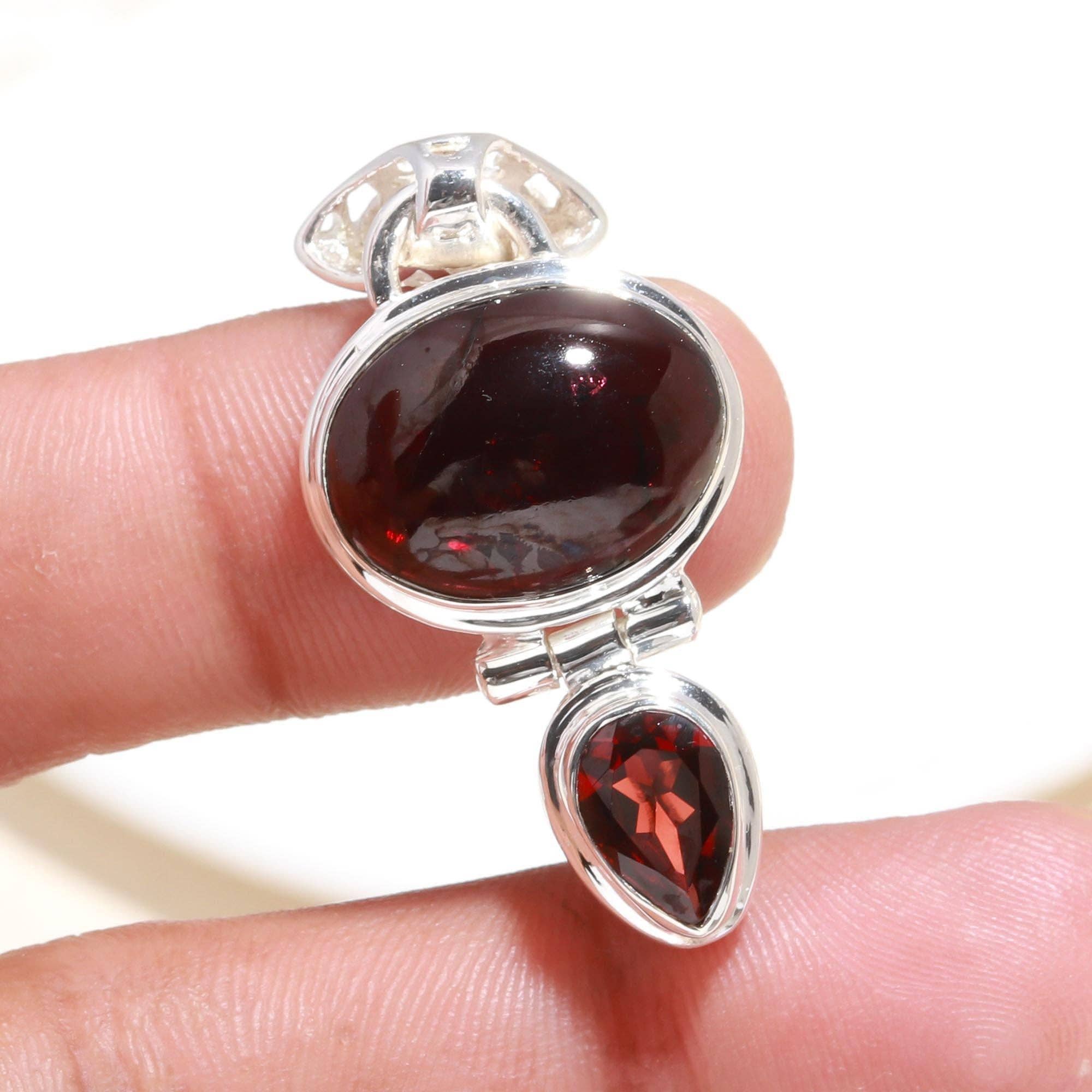 AG 925 JEWELLERY - Wholesale Individual Charm/Pendant - 925 Sterling Silver Red Garnet Statement Pendant1