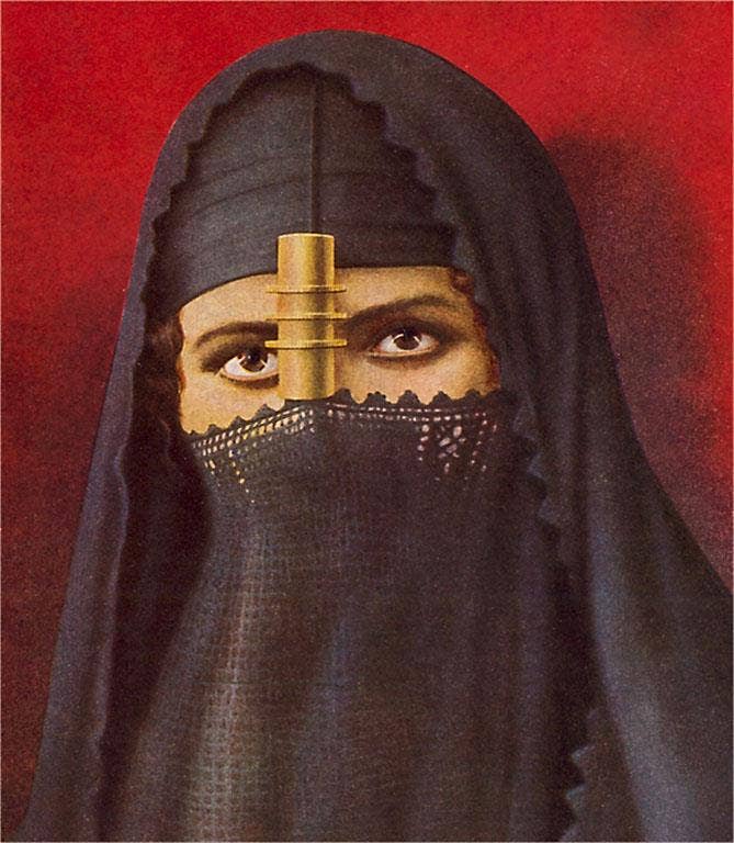 Found Image Press – wholesale Sticker – Sticker MF-734 Veiled Woman with Cylinder0