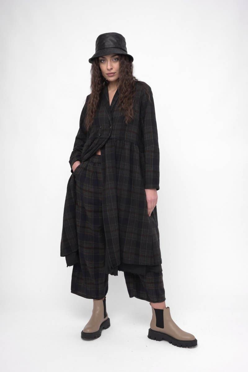 Baci & Amici Fashion - US Continental – Engroshandel Kjole - Dame – Bomuld Plaid Overcoat Kjole9