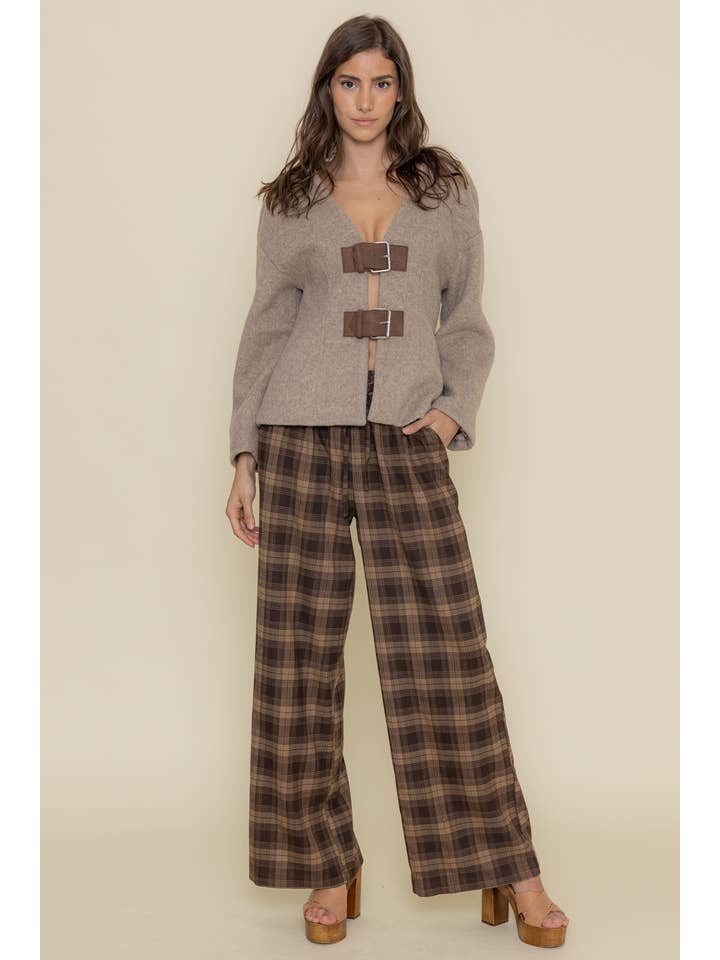 MELANGE MOHAIRT BELTED JACKET- OI6520FO for wholesale on Faire